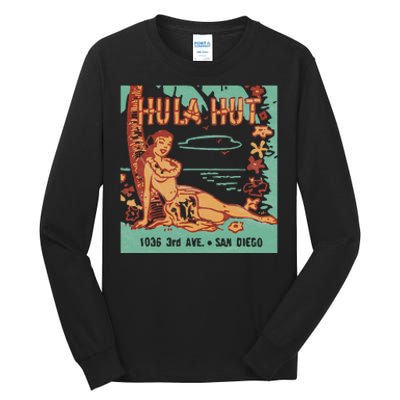 Hula Hut Vintage Tiki Bar Summer Vacation Tall Long Sleeve T-Shirt