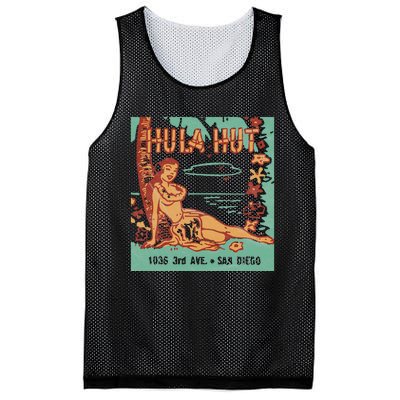 Hula Hut Vintage Tiki Bar Summer Vacation Mesh Reversible Basketball Jersey Tank