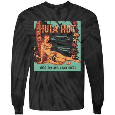 Hula Hut Vintage Tiki Bar Summer Vacation Tie-Dye Long Sleeve Shirt