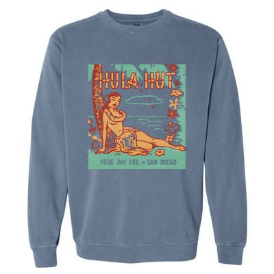 Hula Hut Vintage Tiki Bar Summer Vacation Garment-Dyed Sweatshirt