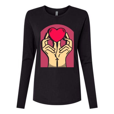 Hands Heart Valentine's Love Relationship Rotic Gift Womens Cotton Relaxed Long Sleeve T-Shirt