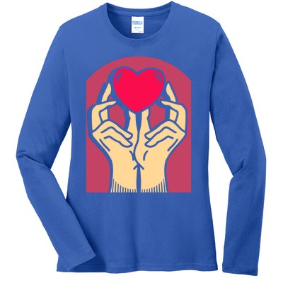 Hands Heart Valentine's Love Relationship Rotic Gift Ladies Long Sleeve Shirt