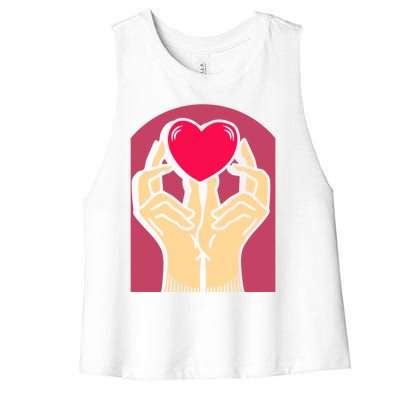 Hands Heart Valentine's Love Relationship Rotic Gift Women's Racerback Cropped Tank