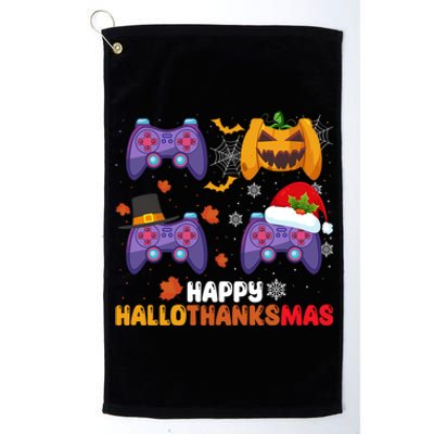 Happy Hallothanksmas Video Game Halloween Thanksgiving Xmas Gift Platinum Collection Golf Towel