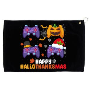 Happy Hallothanksmas Video Game Halloween Thanksgiving Xmas Gift Grommeted Golf Towel