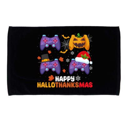 Happy Hallothanksmas Video Game Halloween Thanksgiving Xmas Gift Microfiber Hand Towel