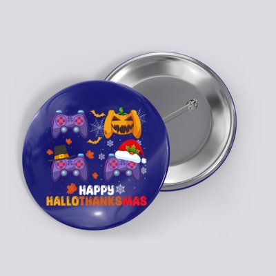 Happy Hallothanksmas Video Game Halloween Thanksgiving Xmas Gift Button