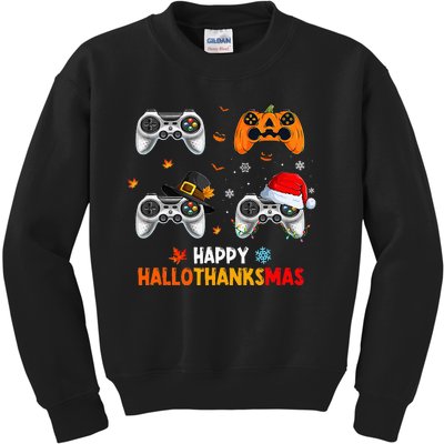 Happy Hallothanksmas Video Game Halloween Thanksgiving Xmas Kids Sweatshirt