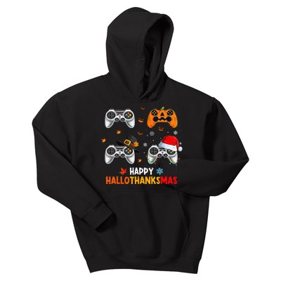 Happy Hallothanksmas Video Game Halloween Thanksgiving Xmas Kids Hoodie