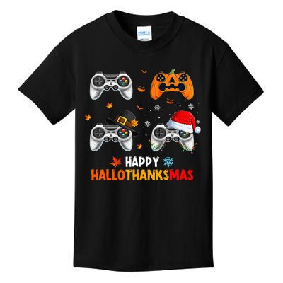 Happy Hallothanksmas Video Game Halloween Thanksgiving Xmas Kids T-Shirt