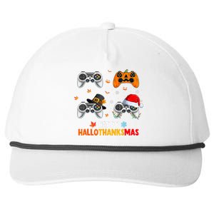 Happy Hallothanksmas Video Game Halloween Thanksgiving Xmas Snapback Five-Panel Rope Hat