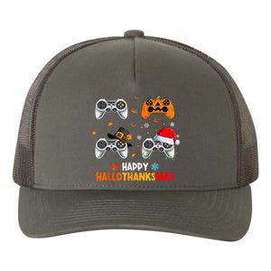 Happy Hallothanksmas Video Game Halloween Thanksgiving Xmas Yupoong Adult 5-Panel Trucker Hat