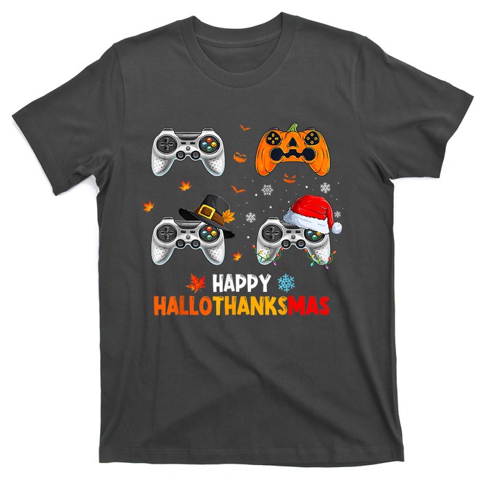 Happy Hallothanksmas Video Game Halloween Thanksgiving Xmas T-Shirt