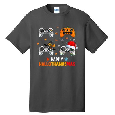 Happy Hallothanksmas Video Game Halloween Thanksgiving Xmas Tall T-Shirt