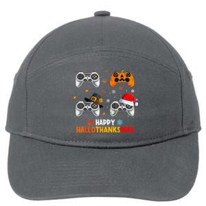 Happy Hallothanksmas Video Game Halloween Thanksgiving Xmas 7-Panel Snapback Hat