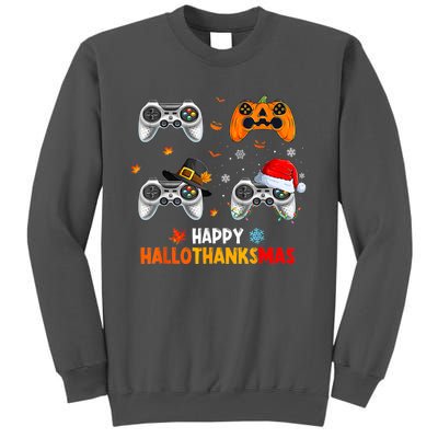 Happy Hallothanksmas Video Game Halloween Thanksgiving Xmas Tall Sweatshirt