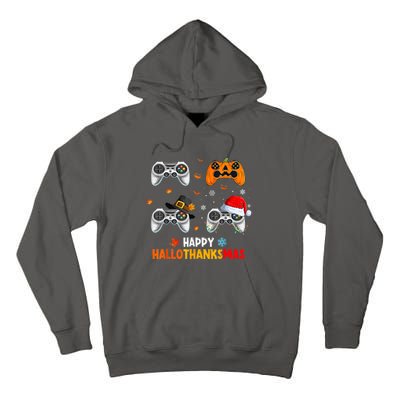 Happy Hallothanksmas Video Game Halloween Thanksgiving Xmas Tall Hoodie