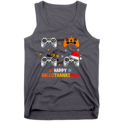 Happy Hallothanksmas Video Game Halloween Thanksgiving Xmas Tank Top