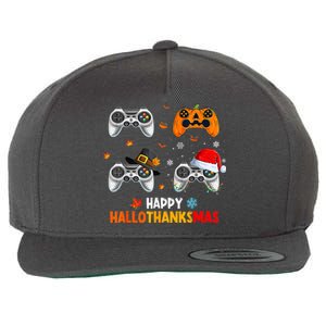 Happy Hallothanksmas Video Game Halloween Thanksgiving Xmas Wool Snapback Cap