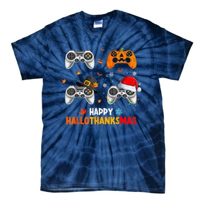 Happy Hallothanksmas Video Game Halloween Thanksgiving Xmas Tie-Dye T-Shirt