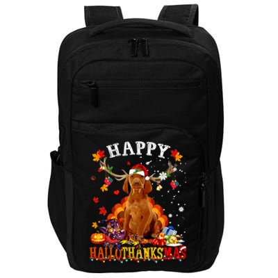 Happy Hallothanksmas Vizsla Dog Halloween Xmas Gift Impact Tech Backpack