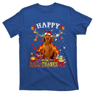 Happy Hallothanksmas Vizsla Dog Halloween Xmas Gift T-Shirt