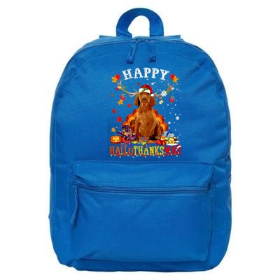 Happy Hallothanksmas Vizsla Dog Halloween Xmas Gift 16 in Basic Backpack