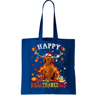 Happy Hallothanksmas Vizsla Dog Halloween Xmas Gift Tote Bag