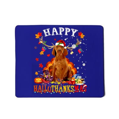 Happy Hallothanksmas Vizsla Dog Halloween Xmas Gift Mousepad