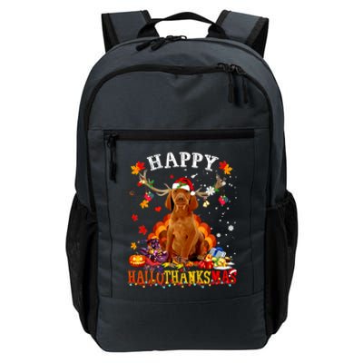 Happy Hallothanksmas Vizsla Dog Halloween Xmas Gift Daily Commute Backpack