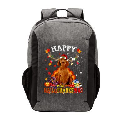 Happy Hallothanksmas Vizsla Dog Halloween Xmas Gift Vector Backpack