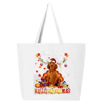 Happy Hallothanksmas Vizsla Dog Halloween Xmas Gift 25L Jumbo Tote