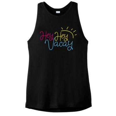 Hey Hey Vacay Summer Sun Ladies PosiCharge Tri-Blend Wicking Tank