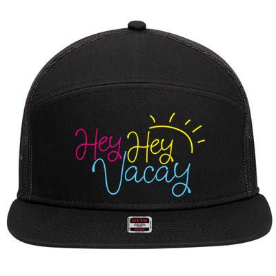 Hey Hey Vacay Summer Sun 7 Panel Mesh Trucker Snapback Hat