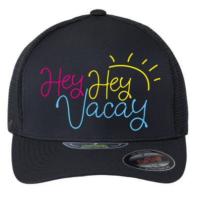 Hey Hey Vacay Summer Sun Flexfit Unipanel Trucker Cap