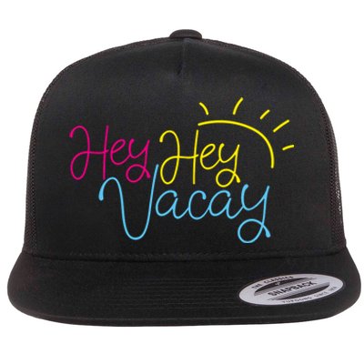 Hey Hey Vacay Summer Sun Flat Bill Trucker Hat