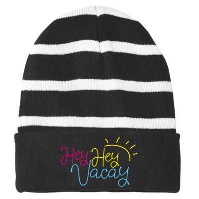 Hey Hey Vacay Summer Sun Striped Beanie with Solid Band