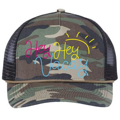 Hey Hey Vacay Summer Sun Retro Rope Trucker Hat Cap