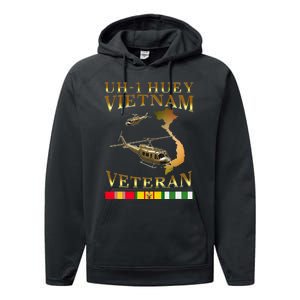 Huey Helicopter Vietnam Veteran Uh 1 Huey Vietnam Huey Performance Fleece Hoodie