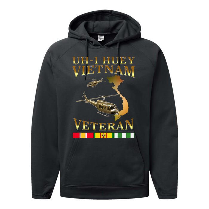 Huey Helicopter Vietnam Veteran Uh 1 Huey Vietnam Huey Performance Fleece Hoodie