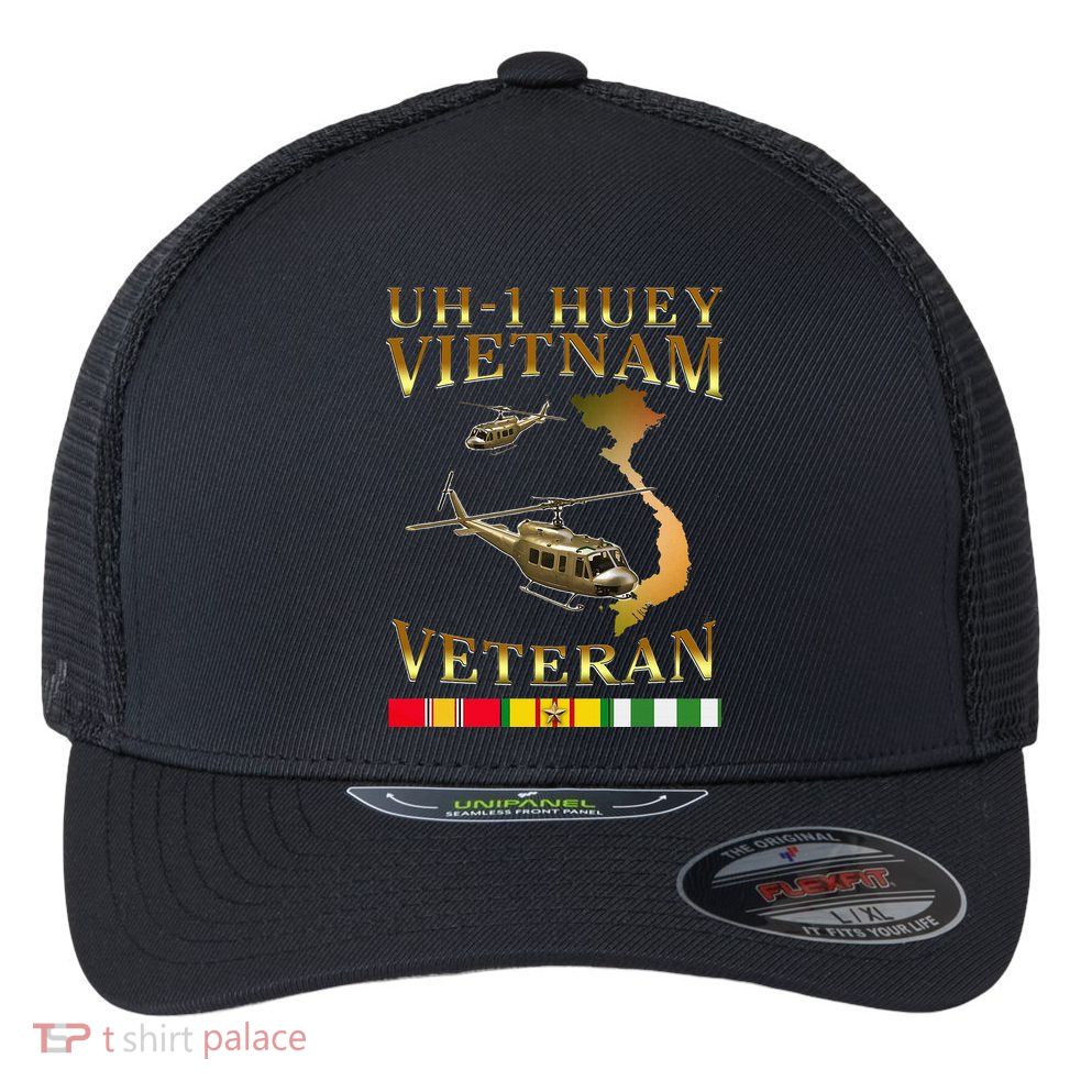 Huey Helicopter Vietnam Veteran Uh 1 Huey Vietnam Huey Flexfit Unipanel Trucker Cap