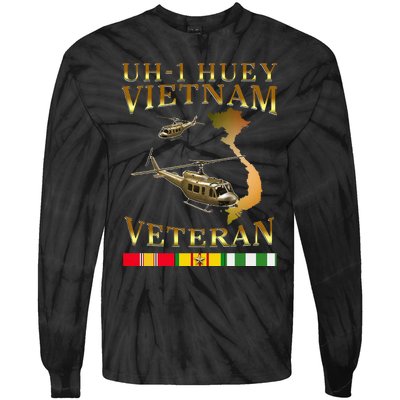 Huey Helicopter Vietnam Veteran Uh 1 Huey Vietnam Huey Tie-Dye Long Sleeve Shirt