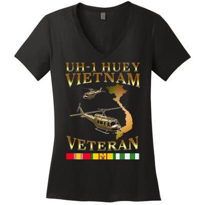 Huey Helicopter Vietnam Veteran Uh 1 Huey Vietnam Huey Women's V-Neck T-Shirt