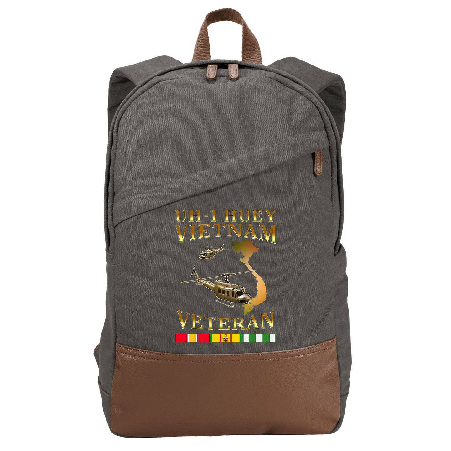 Huey Helicopter Vietnam Veteran Uh 1 Huey Vietnam Huey Cotton Canvas Backpack