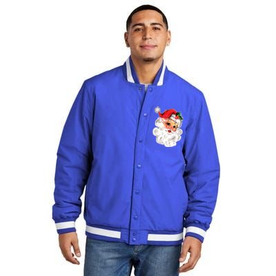 Happy Holidays We Wish You Merry Christmas From Santa Gift Insulated Varsity Jacket