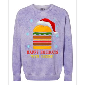 Happy Holidays With Cheese Cheeseburger Hamburger Christmas Xmas Colorblast Crewneck Sweatshirt