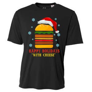 Happy Holidays With Cheese Cheeseburger Hamburger Christmas Xmas Cooling Performance Crew T-Shirt