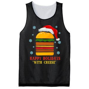 Happy Holidays With Cheese Cheeseburger Hamburger Christmas Xmas Mesh Reversible Basketball Jersey Tank