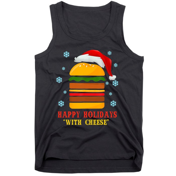 Happy Holidays With Cheese Cheeseburger Hamburger Christmas Xmas Tank Top