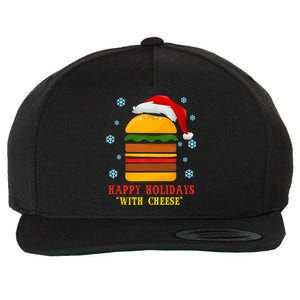 Happy Holidays With Cheese Cheeseburger Hamburger Christmas Xmas Wool Snapback Cap